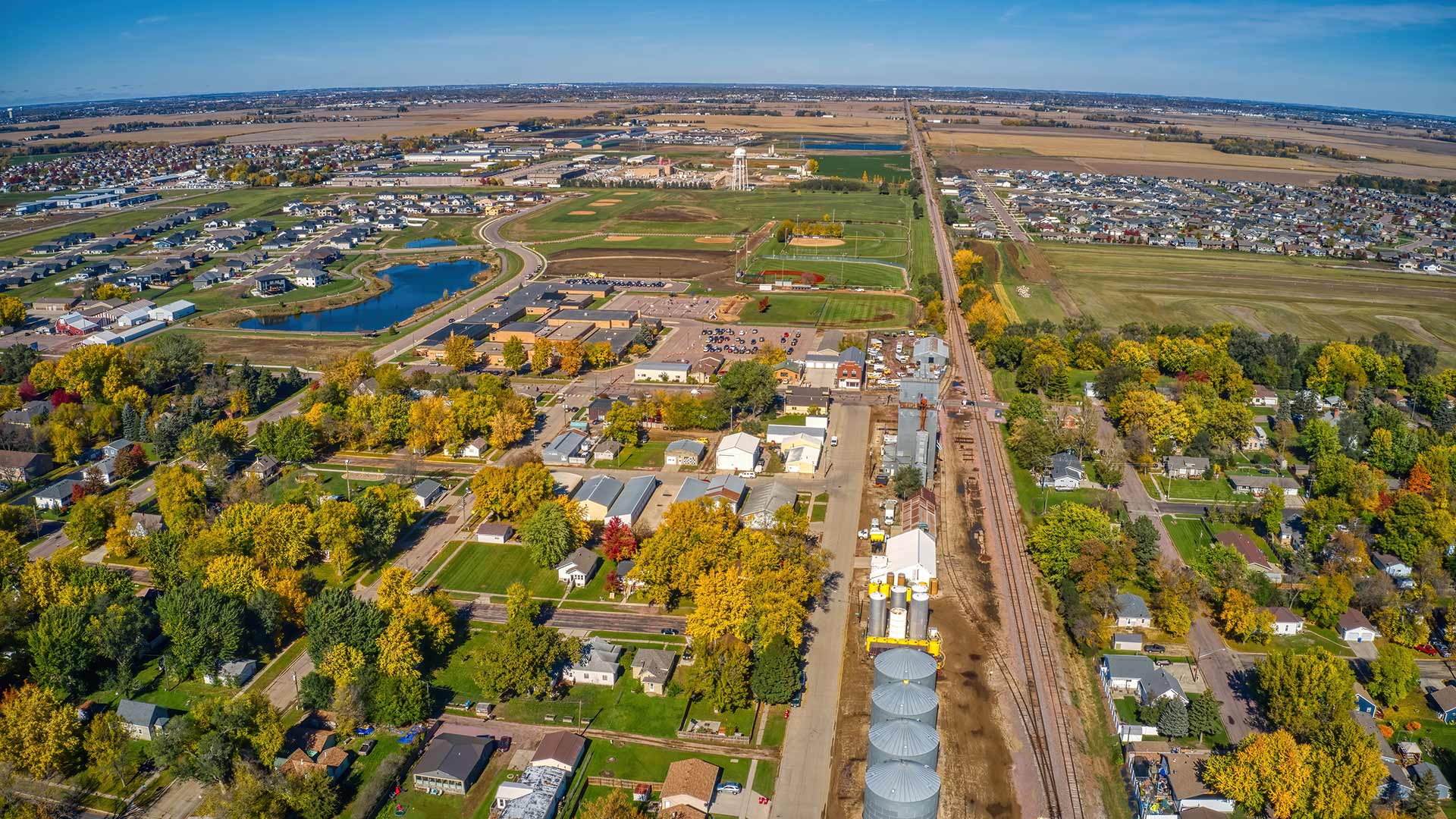 Aerial view of Harrisburg, South Dakota.
