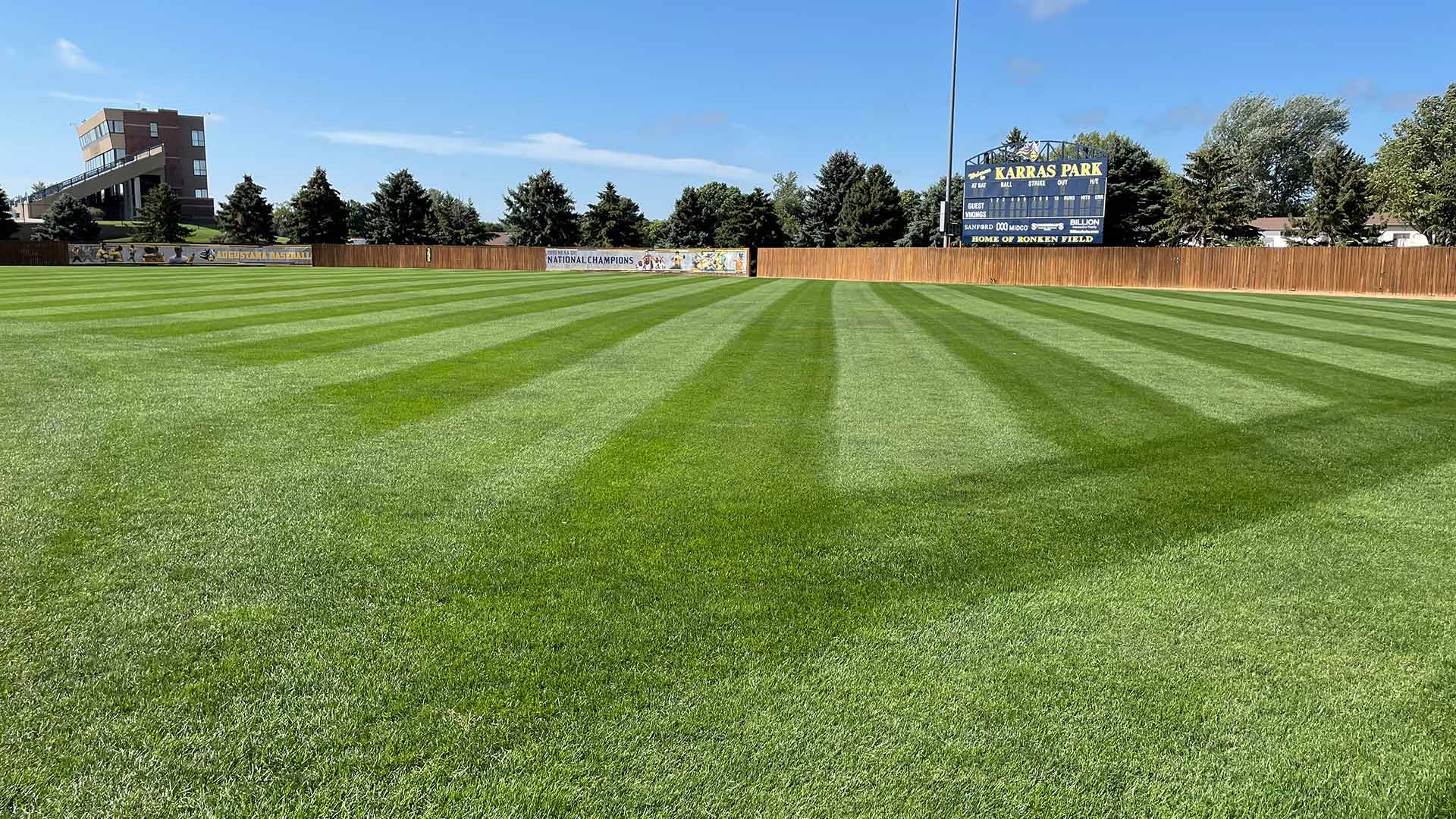 Baseball park with healthy, green grass near Sioux Falls, SD.