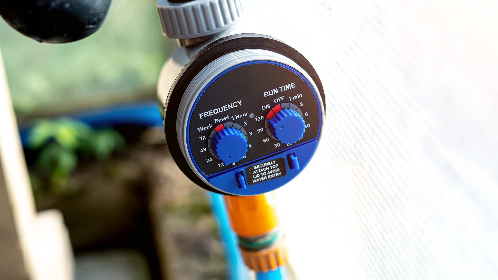 Close up on irrigation equipment at a home in Brandon, SD.